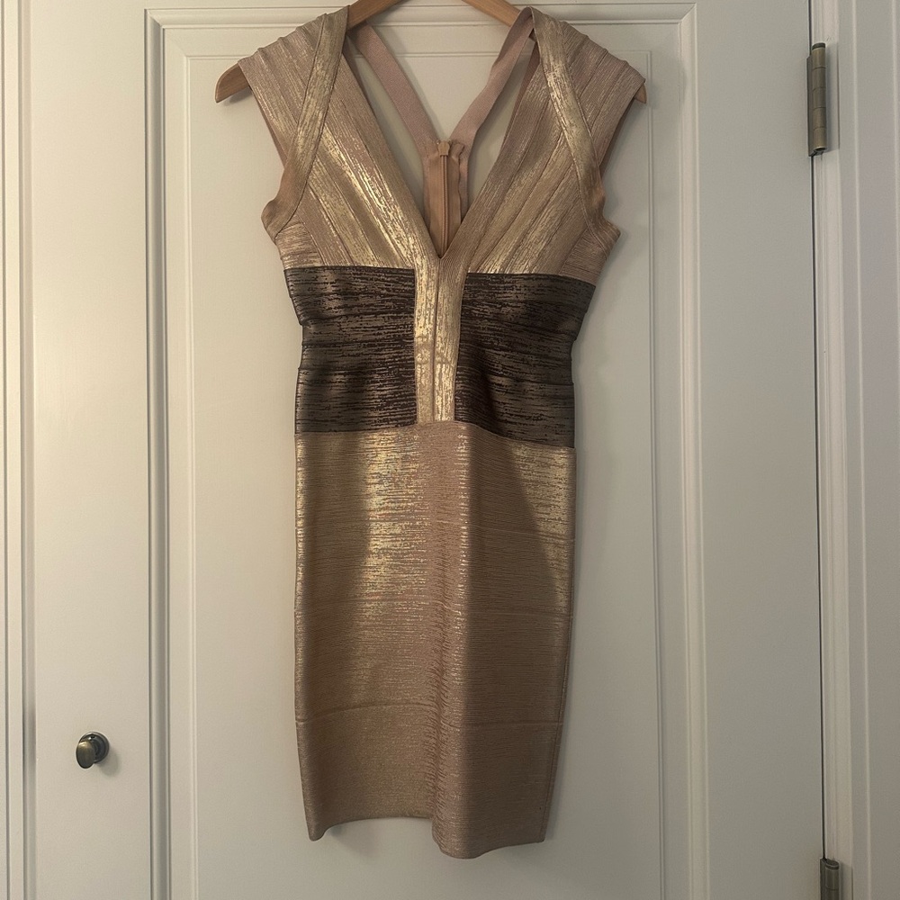 Herve Leger Metallic Bandage Dress